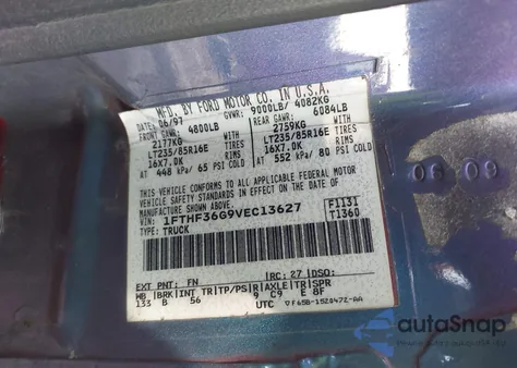 1997 Ford F-350 Xl from USA, damaged, VIN 1FTHF36G9VEC13627